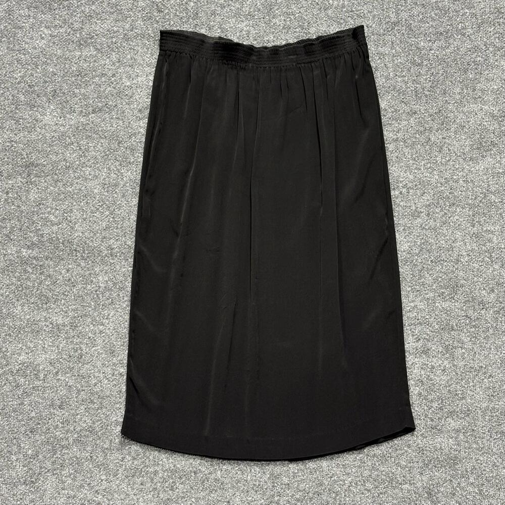 Nordstrom Skirt Womens L Black Pleated Rayon Midi Elastic Waist Pencil Hong Kong